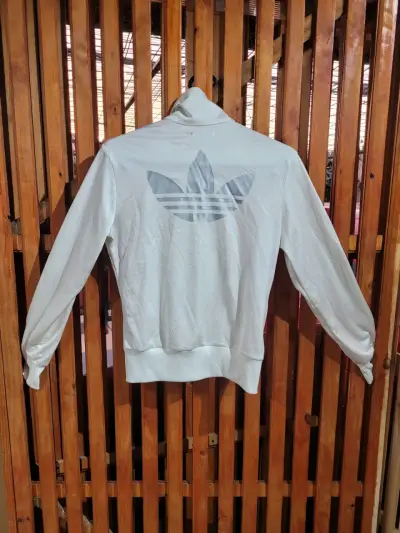 Chaqueta deportiva blanca Adidas con rayas - miniatura 2
