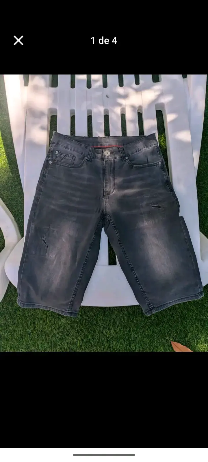 Bermudas de mezclilla negras para hombre - 1