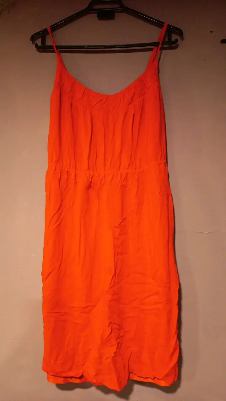 Vestido largo naranja sin mangas - 1