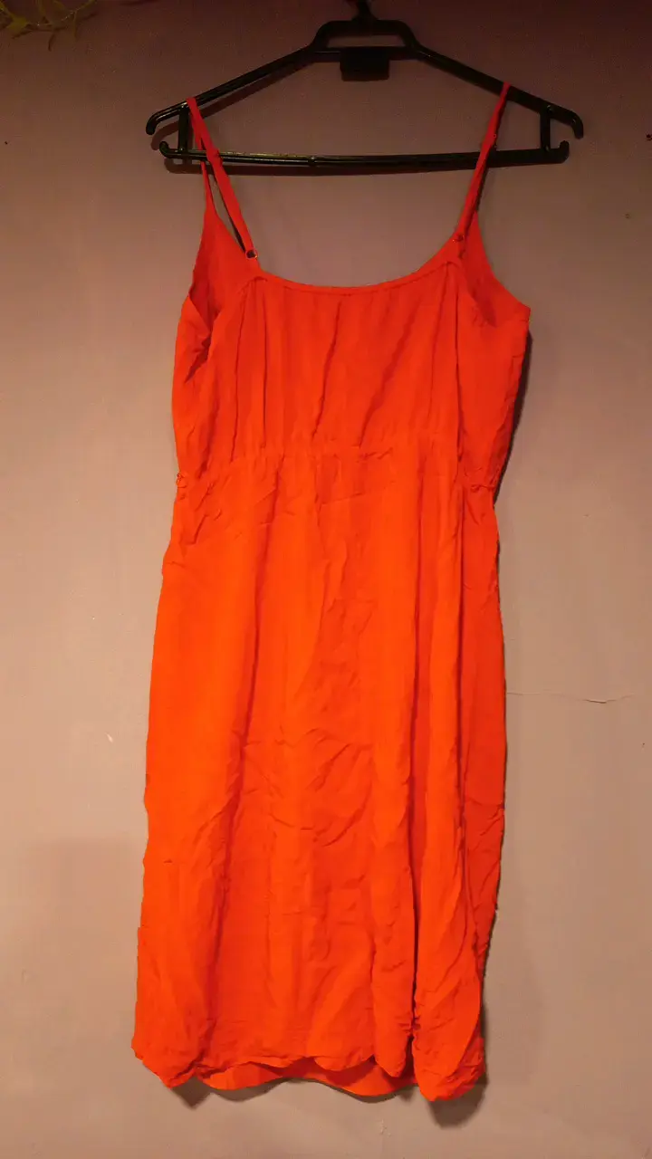 Vestido largo naranja sin mangas - 2