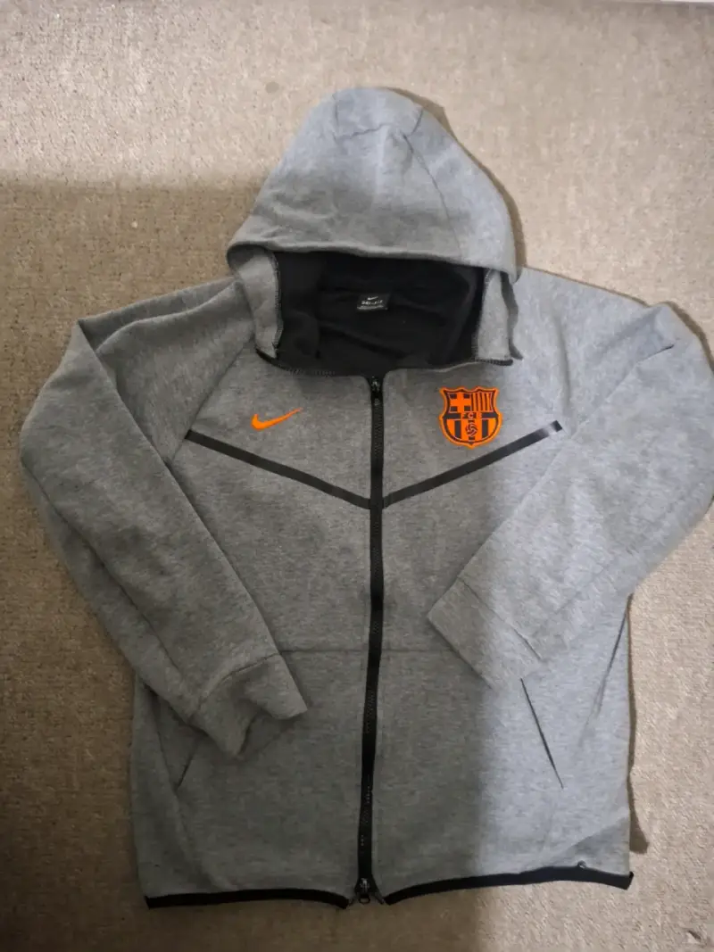 Polerón Nike gris con capucha FC Barcelona - 3