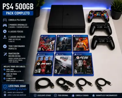 PS4 500GB con 3 mandos y 6 juegos - miniatura 1