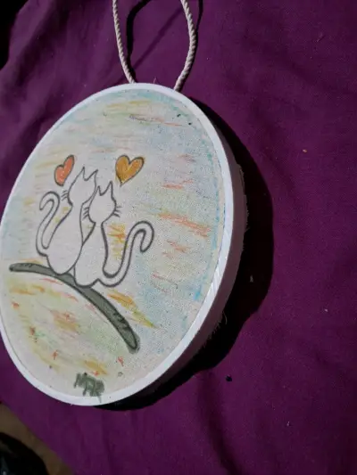 Decoración de pared con gatos y corazones - miniatura 1
