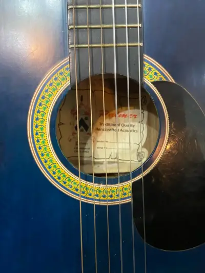 Guitarra acústica azul de 6 cuerdas marca palmer - miniatura 3