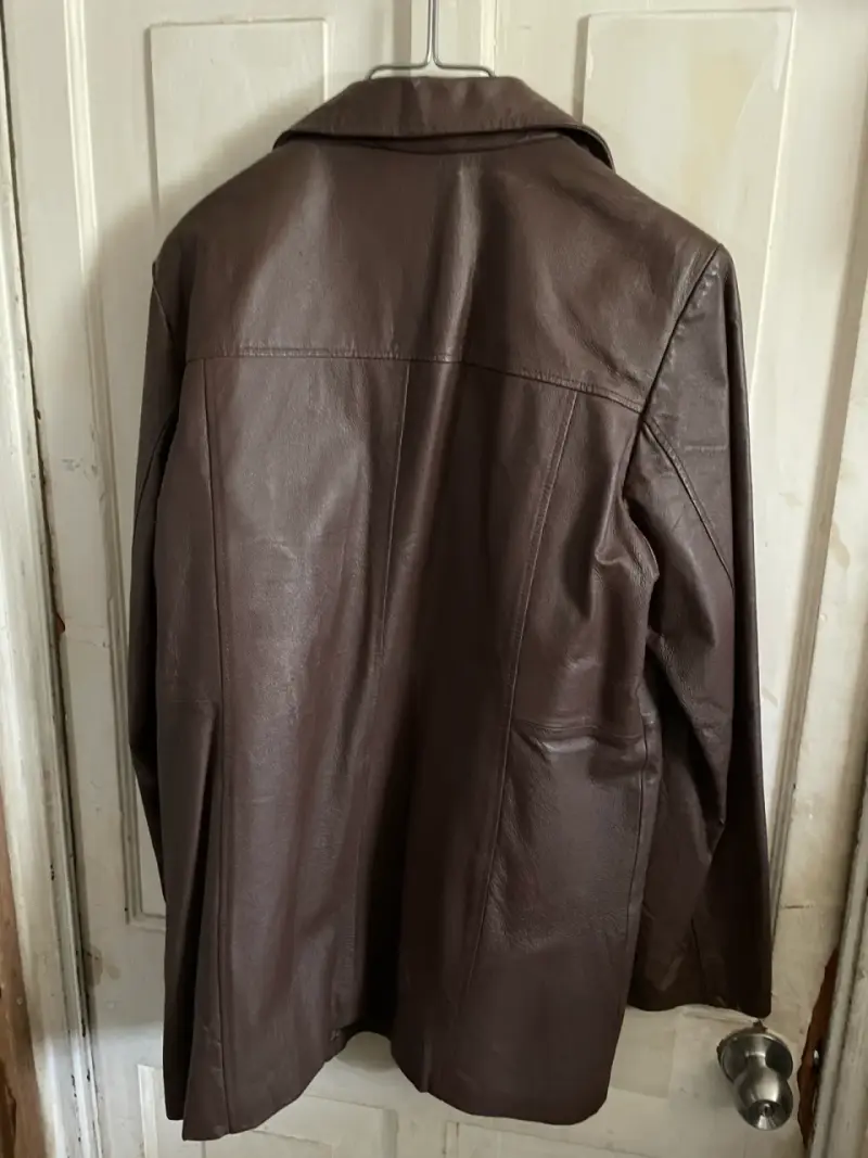 Abrigo de cuero marrón para mujer - 4