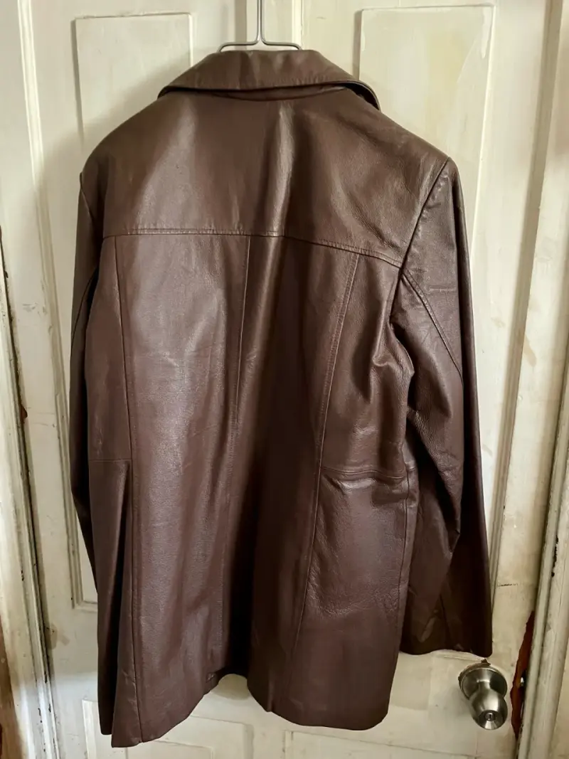 Abrigo de cuero marrón para mujer - 5