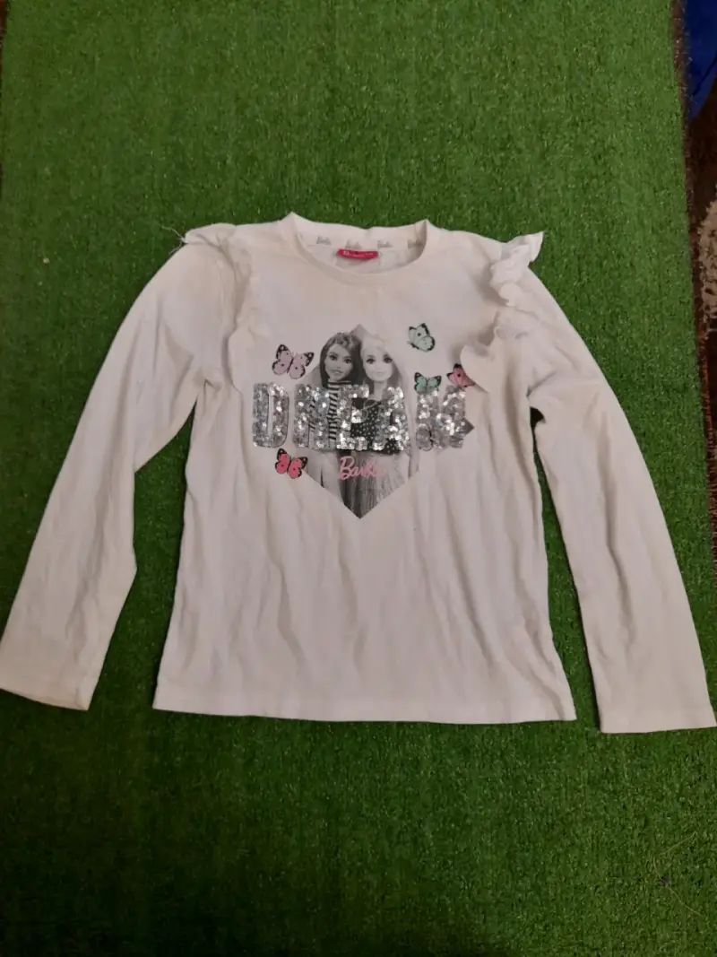 Polera Barbie blanca con lentejuelas - 1