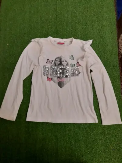 Polera Barbie blanca con lentejuelas - miniatura 1