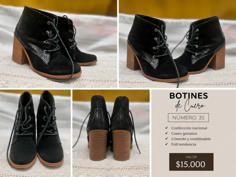 Botines de cuero negro número 35