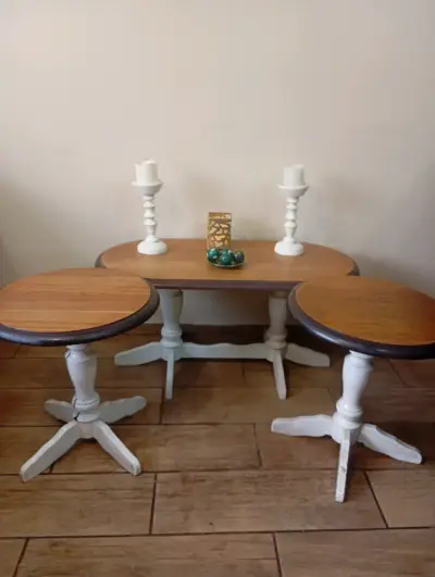 Juego de mesas de madera vintage - miniatura 1