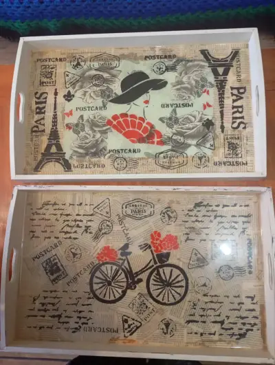 Set de bandejas decorativas estilo vintage - miniatura 1