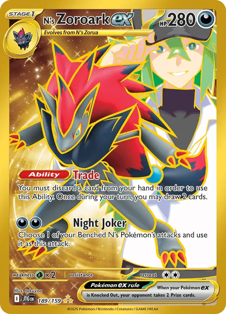 Carta Pokémon N's Zoroark EX holográfica