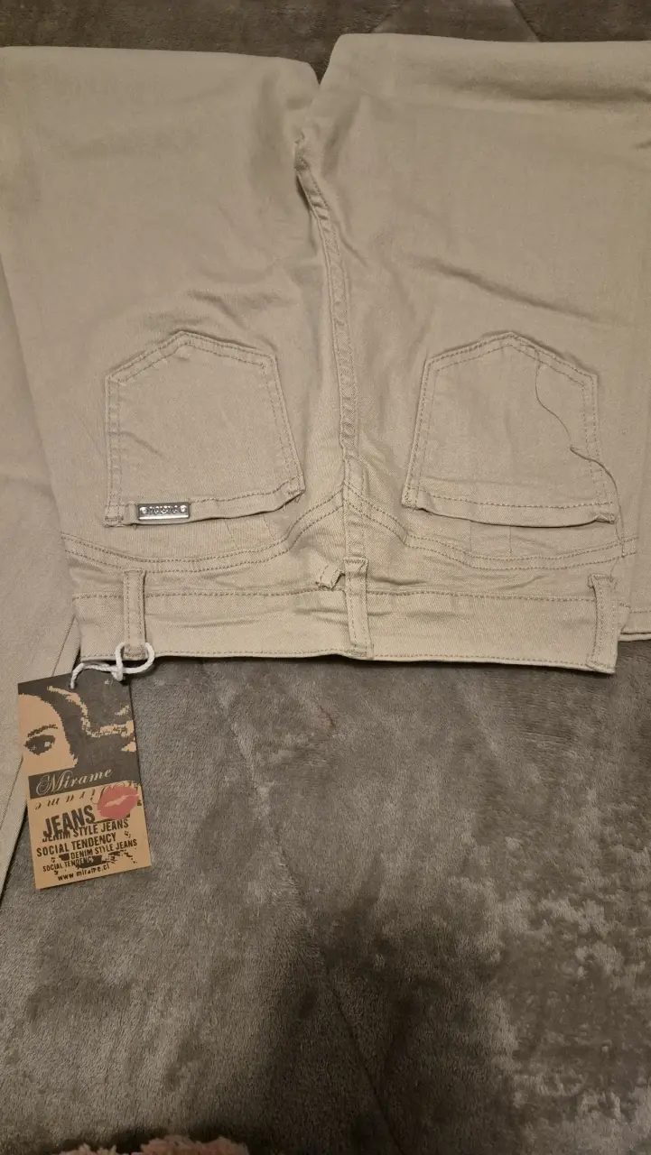 Jeans beige estilo casual Mirame recto - 1