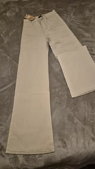 Jeans beige estilo casual Mirame recto - miniatura 3