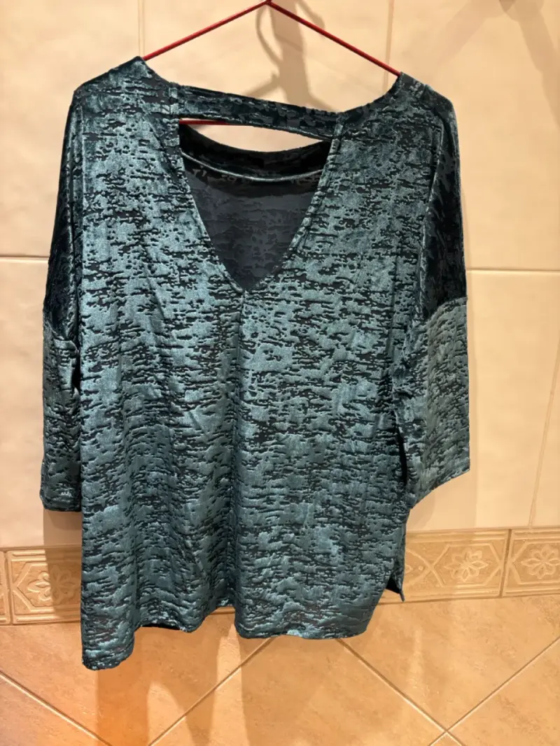 Blusa de terciopelo gris verdoso oscuro - 2