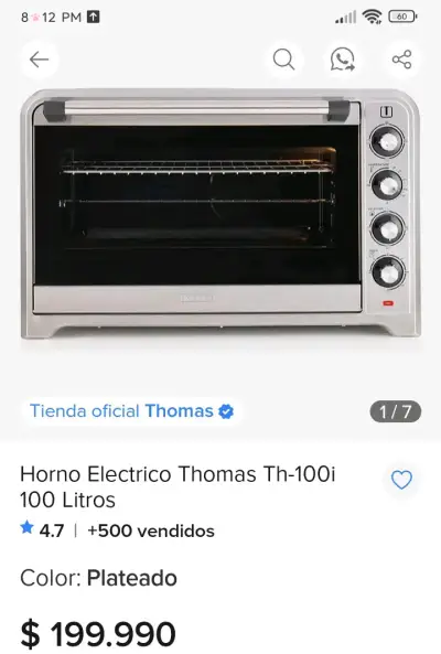 Horno Eléctrico Thomas Th-100i 100L Plateado - miniatura 1