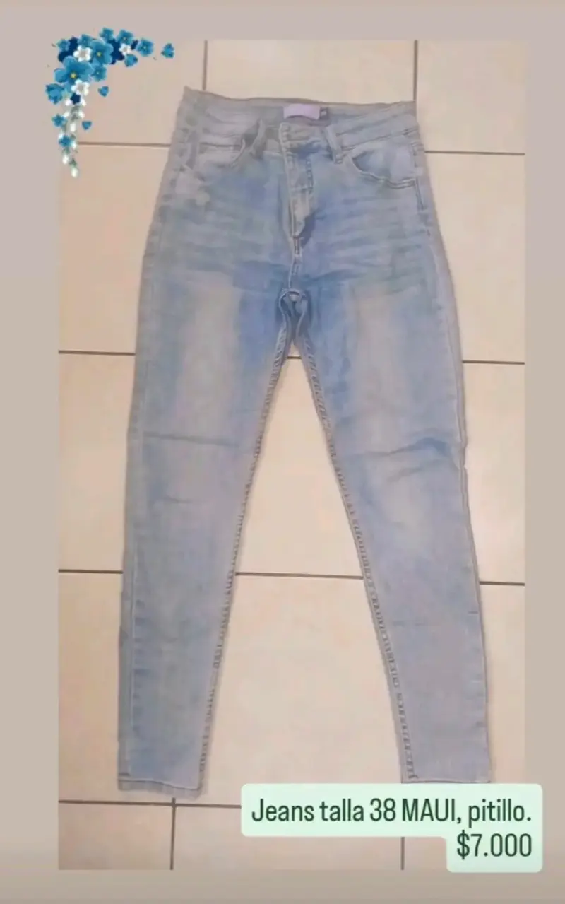 Jeans pitillo Maui talla 38 azul claro