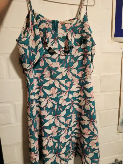 Vestido floral con volantes azul y blanco - miniatura 1