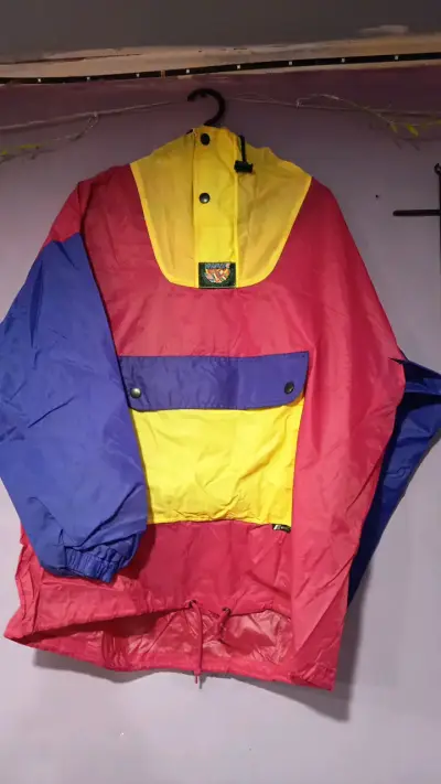 Anorak vintage multicolor con capucha - miniatura 1