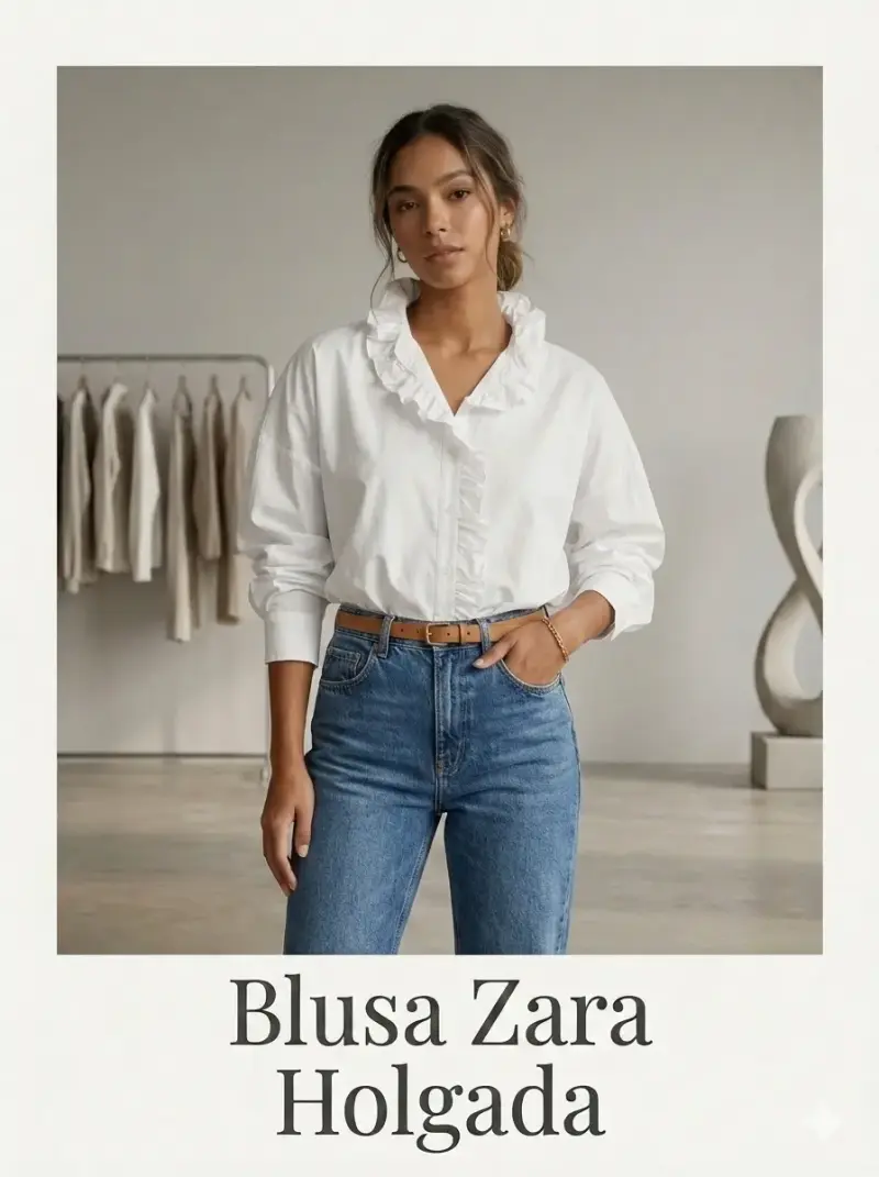 Blusa holgada Zara blanca con volantes - 2