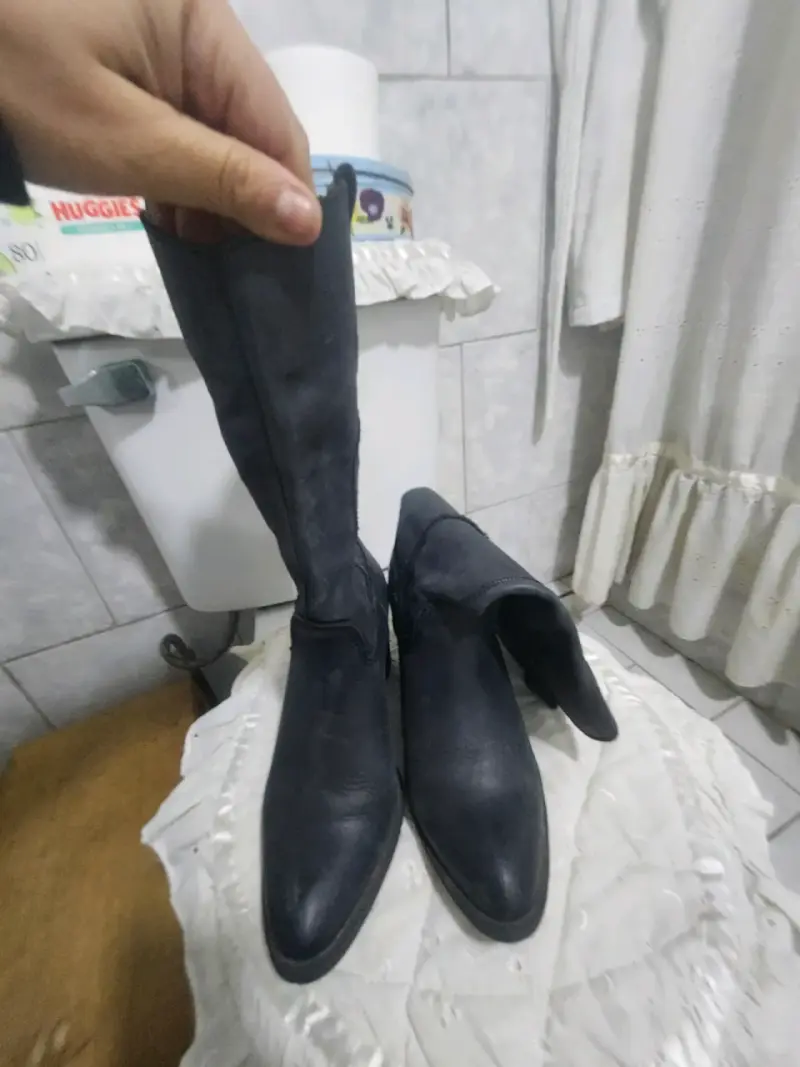 Botas de cuero negras para mujer - 3