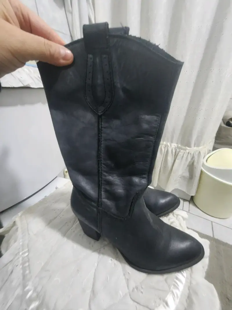 Botas de cuero negras para mujer - 4