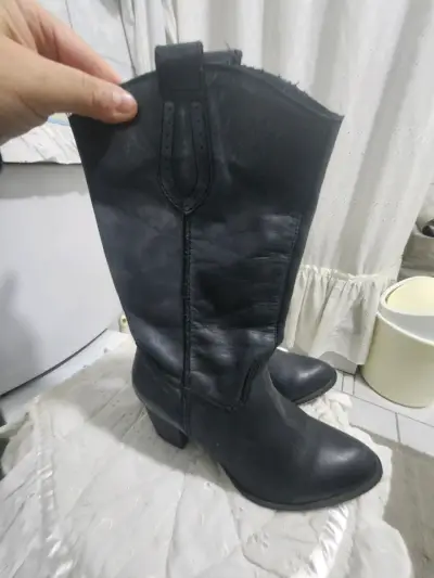 Botas de cuero negras para mujer - miniatura 4
