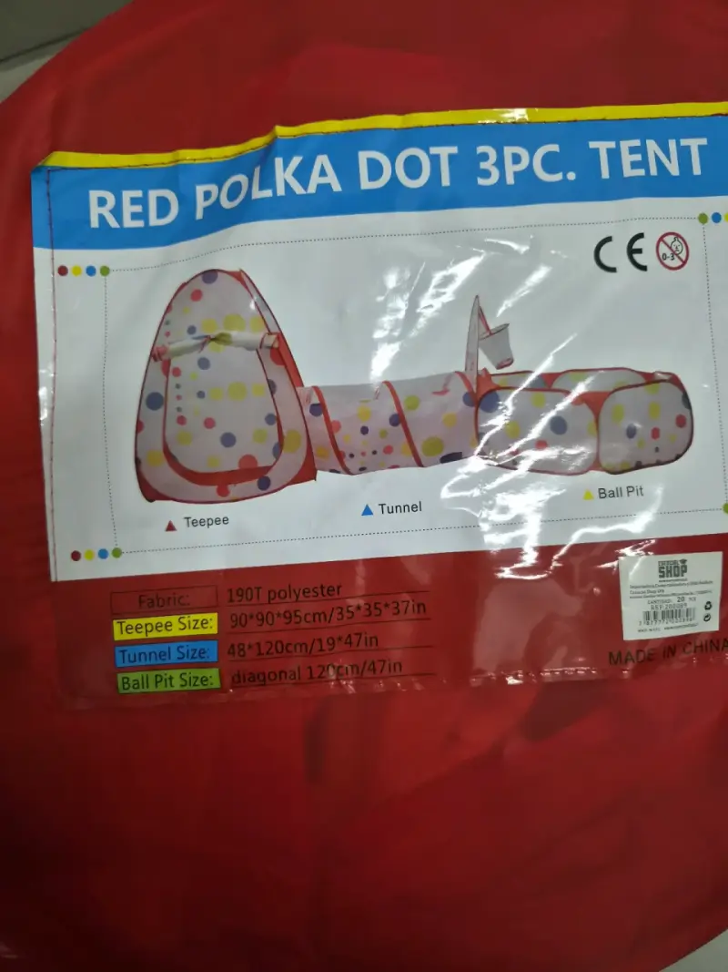 Carpa infantil roja con puntos polka - 1