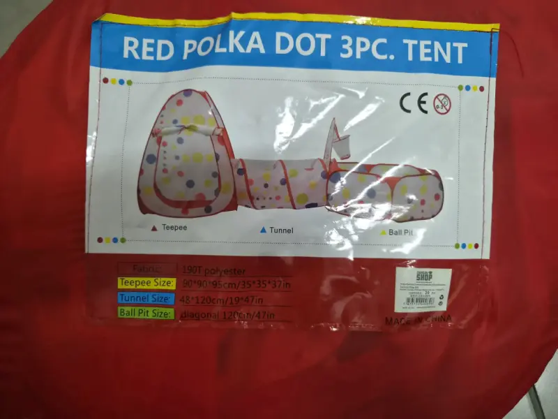 Carpa infantil roja con puntos polka - 2