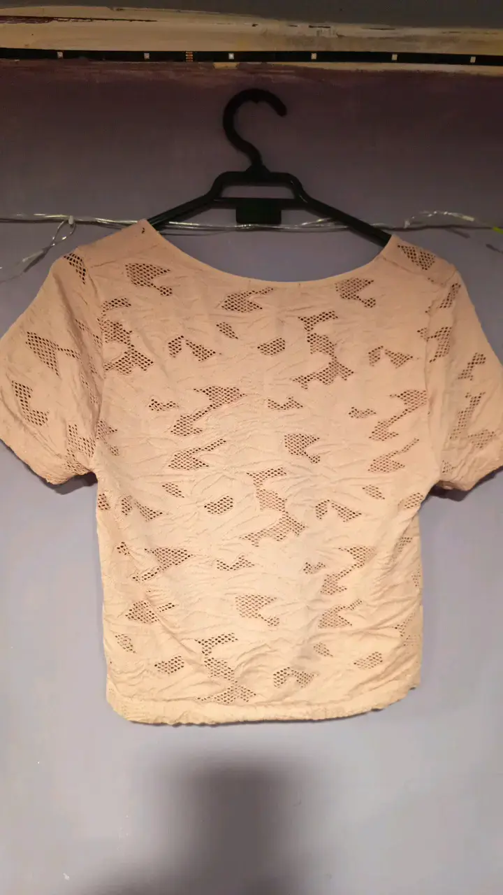 Top corto de encaje rosa Trendy - 2