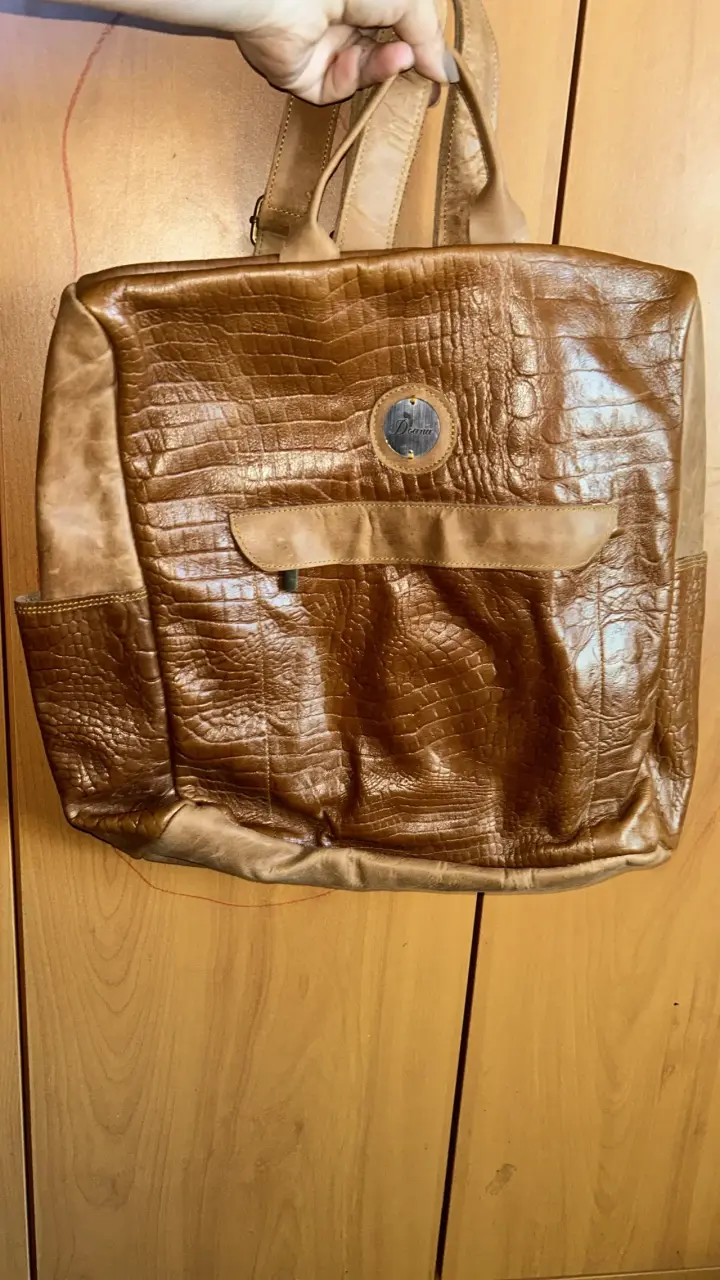 Mochila de cuero marrón estilo vintage - 1