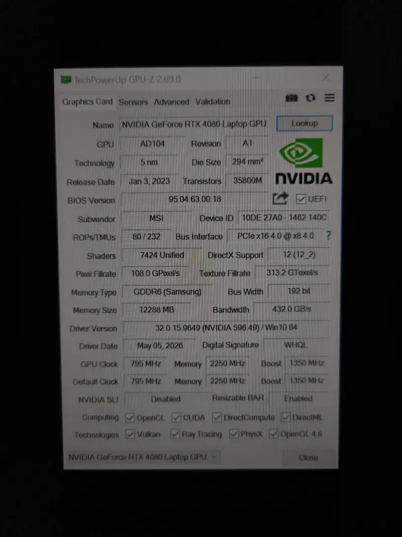 Notebook MSI Raider 18HX A14V I9/4080/64GB/1TB - 2