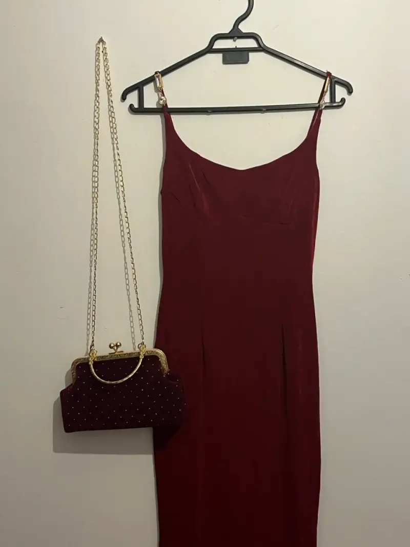 Vestido largo burdeos elegante - 2
