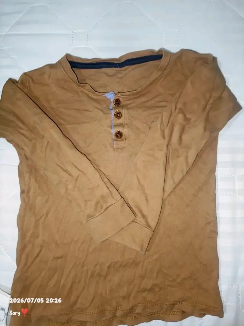 Polera manga larga color marrón - 1