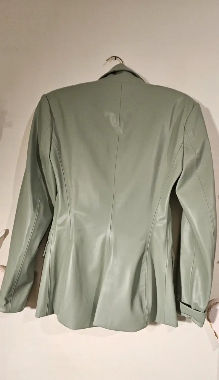 Blazer verde menta de cuero sintético Zara - 3