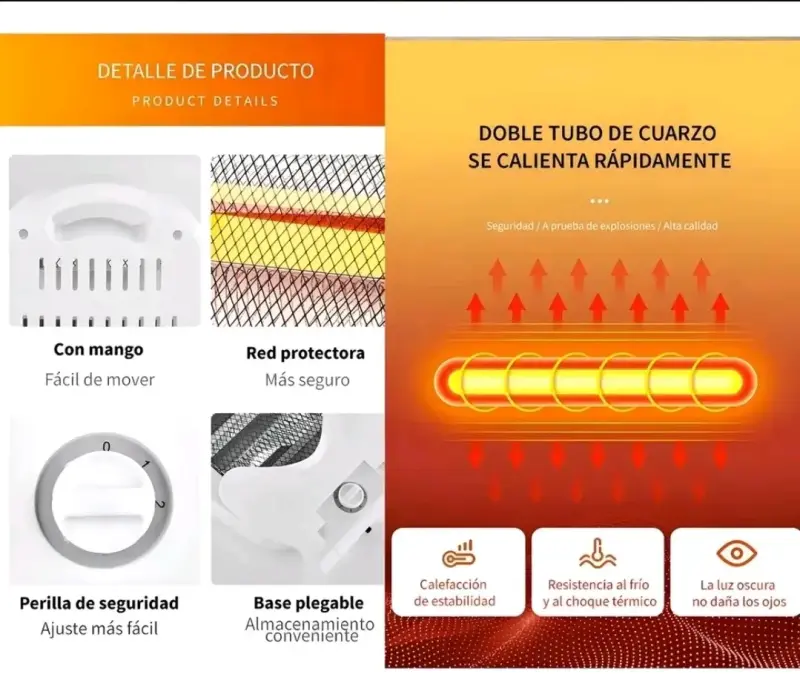 Calefactor eléctrico portátil de cuarzo - 6