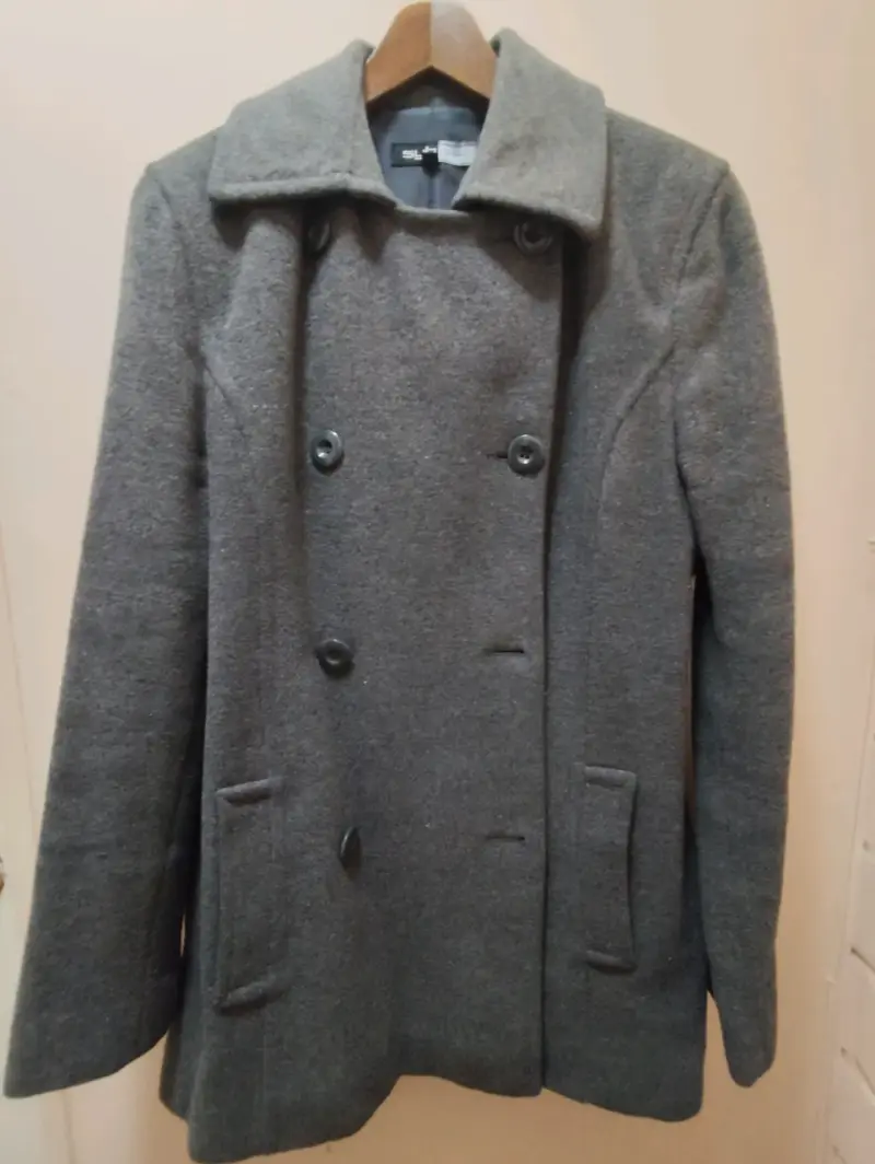 Chaquetón gris de lana para mujer - 1