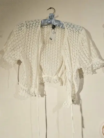 Cardigan de encaje blanco HM - miniatura 2