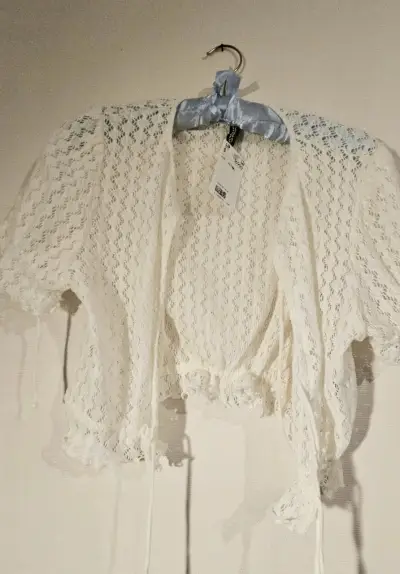 Cardigan de encaje blanco HM - miniatura 3