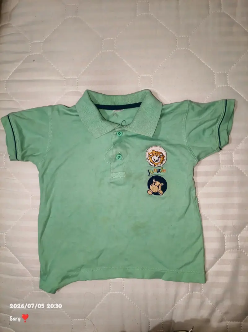 Polera polo verde para niño con diseño - 2