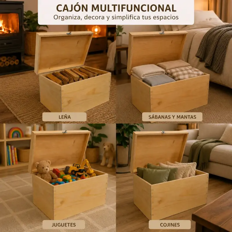 Cajón multifuncional de madera para almacenamiento - 1