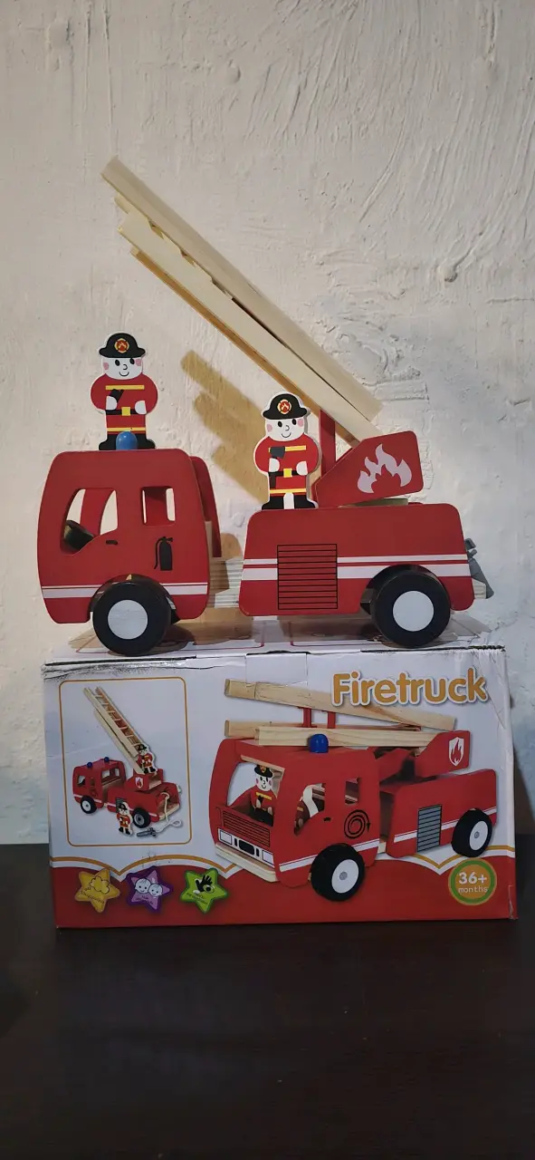 Camión de bomberos de madera para niños - 3