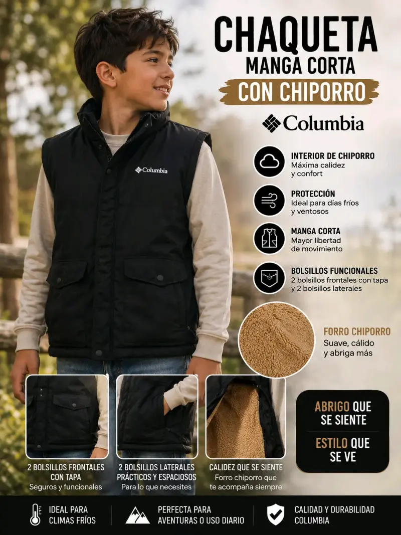 Chaqueta Columbia manga corta con chiporro talla S - 1