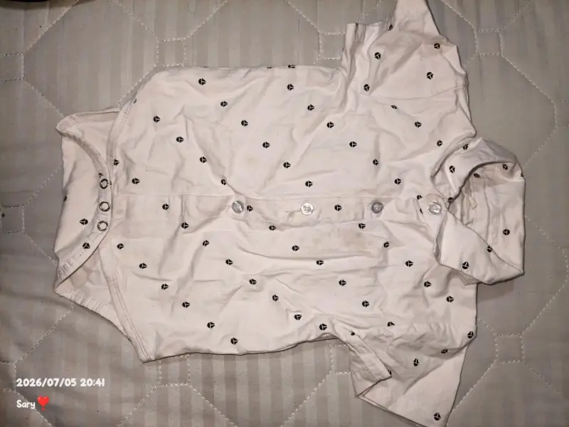 Body camisa de bebé blanco con estampado - 1