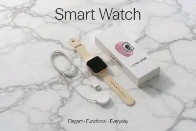 Smartwatch con correa amarilla y pantalla grande - miniatura 4