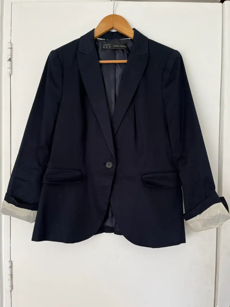 Blazer azul marino Zara Basic para mujer - 1