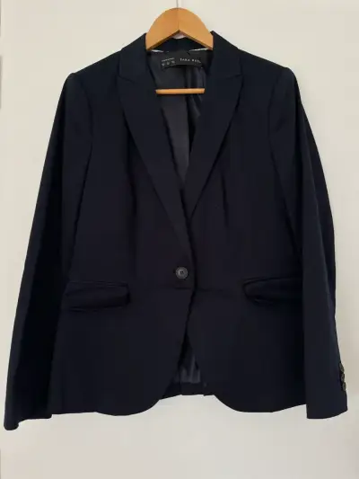 Blazer azul marino Zara Basic para mujer - miniatura 2