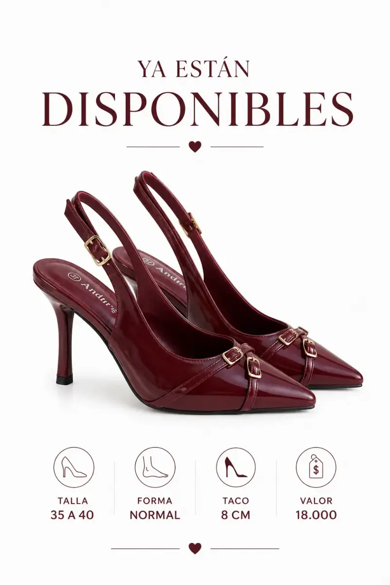Zapatos de tacón burdeos Andar 37,38,39