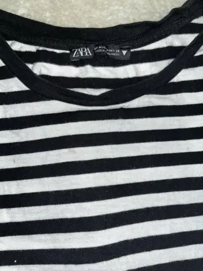 Polera a rayas Zara blanco y negro - miniatura 1
