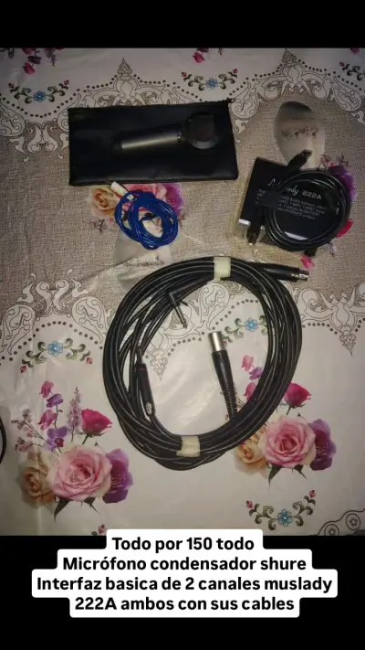 Micrófono condensador Shure con interfaz Muslady - miniatura 1